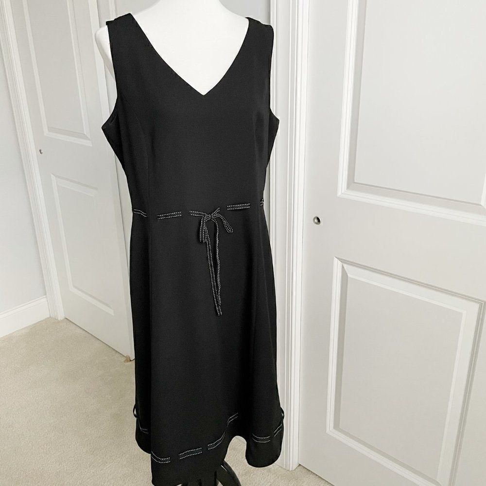 Chadwick's Black V-Neck Dress with Ribbon Detail 16